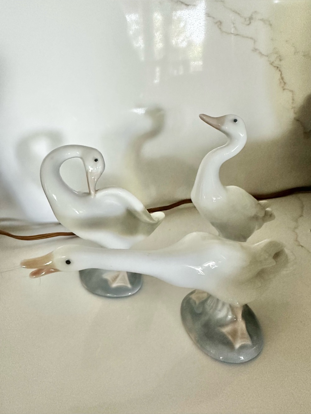 Vintage Lladro Porcelain Goose Figurines